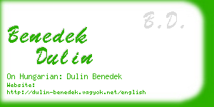benedek dulin business card